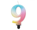 Birthday Candle 9, pastel ombre