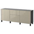 BESTÅ Storage combination with drawers, black-brown, Selsviken high-gloss beige, 180x40x74 cm