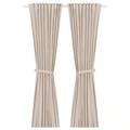 LENDA Curtains with tie-backs, 1 pair, light pink/with heading tape, 140x300 cm