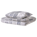 BERGKORSÖRT Duvet cover and pillowcase, white/grey, 150x200/50x60 cm