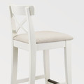 INGOLF Bar stool with backrest, white, Hallarp beige, 65 cm