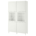 BESTÅ Storage combination w glass doors, white Smeviken, Ostvik white clear glass, 120x42x202 cm