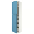 METOD / MAXIMERA Hi cab w 2 doors/4 drawers, white/Lerhyttan blue, 60x60x240 cm