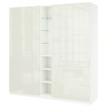 PAX / FARDAL Wardrobe combination, white high-gloss/white white, 235x60x236 cm