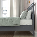 HEMNES Bed frame, grey stained/Leirsund, 140x200 cm
