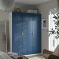 PAX / FYRUDDEN Wardrobe combination, white/blue, 150x60x201 cm