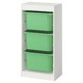 TROFAST Storage combination with boxes, white/bright green, 46x30x94 cm