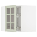 METOD Corner wall cab w carousel/glass dr, white/Stensund light green, 68x60 cm