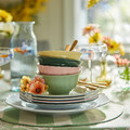 UPPLAGA Bowl, light green pink/green yellow, 13 cm