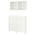BESTÅ Storage combination w doors/drawers, white/Hanviken/Stubbarp white clear glass, 120x42x213 cm