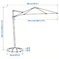 HÖGÖN / IGGÖN Parasol, hanging with base, grey/dark grey, 270 cm