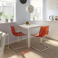 MELLTORP / TOBIAS Table and 2 chairs, white white/chrome-plated brown/red, 75x75 cm