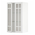 METOD Wall cabinet w shelves/2 glass drs, white/Stensund white, 60x100 cm