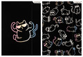 Document File Folder with Elastic Band A4 1pc Kitty, black, assorted patterns