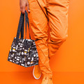 FLADDRIG Lunch bag, patterned gray, 25x16x27 cm