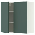 METOD Wall cabinet with shelves/2 doors, white/Aspudden dark grey-green, 80x80 cm