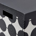 TJENA Storage box with lid, white black/dotted, 25x35x20 cm