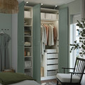 PAX / GRIMO Wardrobe combination, white/grey-green, 150x60x236 cm