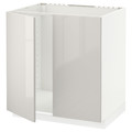 METOD Base cabinet for sink + 2 doors, white/Ringhult light grey, 80x60 cm