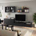 BESTÅ / LACK TV storage combination, black-brown, 300x42x195 cm