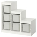 TROFAST Storage combination with boxes, white/grey, 99x44x94 cm