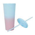 Cup with Straw Tie-Dye, orange-pink