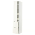METOD / MAXIMERA Hi cab w shlvs/4 drawers/dr/2 frnts, white/Vallstena white, 40x60x220 cm
