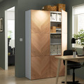 BESTÅ Storage combination with doors, white, Hedeviken oak veneer, 120x42x193 cm