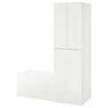 SMÅSTAD Wardrobe with pull-out unit, white white/with storage bench, 150x57x196 cm