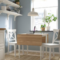 DANDERYD/INGOLF Table and 2 chairs, oak veneer white/white, 74/134x80 cm