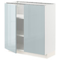 METOD Base cabinet with shelves/2 doors, white/Kallarp light grey-blue, 80x37 cm