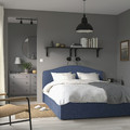 RAMNEFJÄLL Upholstered bed frame, Kilanda dark blue/Luröy, 160x200 cm