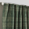 HÄGGVECKMAL Room darkening curtains, 1 pair, dark green, 145x300 cm