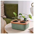 DAKSJUS Self-watering plant pot, terracotta/green, 22x22 cm