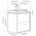 ÄNGSJÖN / BACKSJÖN Wash-stnd w drawers/wash-basin/tap, high-gloss white/brown walnut effect, 62x49x71 cm