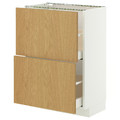 METOD / MAXIMERA Base cabinet with 2 drawers, white/Sinarp oak veneer, 60x37 cm