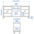 BESTÅ TV bench with drawers, white/Sutterviken/Kabbarp white clear glass, 180x42x74 cm