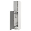 METOD High cabinet with cleaning interior, white/Bodbyn grey, 40x60x220 cm