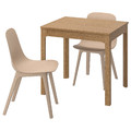 EKEDALEN / ODGER Table and 2 chairs, oak/white beige, 80/120 cm
