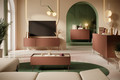 Three-Door TV Cabinet Desin 170, ceramic red/nagano oak