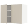METOD Wall cabinet with shelves/2 doors, white/Havstorp beige, 80x60 cm