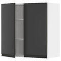 METOD Wall cabinet with shelves/2 doors, white/Upplöv matt anthracite, 80x80 cm
