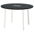 MITTZON Conference table, round black stained ash veneer/white, 120x75 cm
