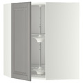 METOD Corner wall cabinet with carousel, white/Bodbyn grey, 68x80 cm