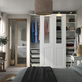 PAX / GRIMO Wardrobe with sliding doors, white/clear glass white, 200x66x236 cm