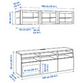 BESTÅ TV storage combination/glass doors, black-brown/Selsviken high-gloss/beige smoked glass, 180x42x192 cm