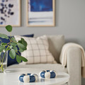 TRÄDSTAM Tealight holder, dark blue/white, 4 cm
