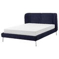 TUFJORD Upholstered bed frame, Tallmyra black-blue/Luröy, Standard King