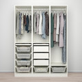 PAX / FARDAL Wardrobe combination, white, high-gloss light grey, 150x60x201 cm