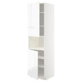 METOD High cab f micro w 2 doors/shelves, white/Voxtorp high-gloss/white, 60x60x220 cm